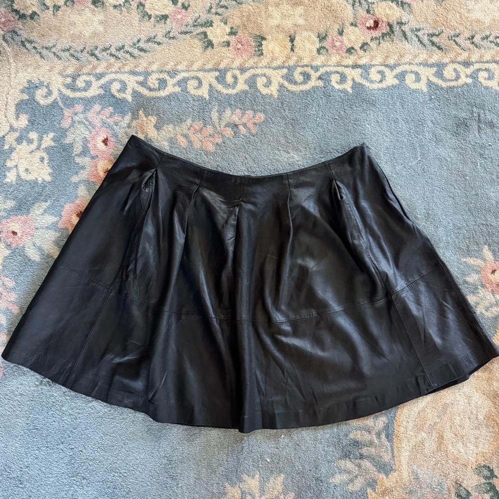 ASOS Curve black leather skirt